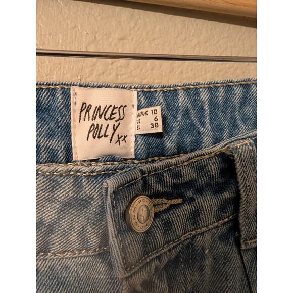 Princess Polly COFIELD MOM JEAN PATCH DENIM Womens 6 High Rise Two Tone Patch - Picture 7 of 13